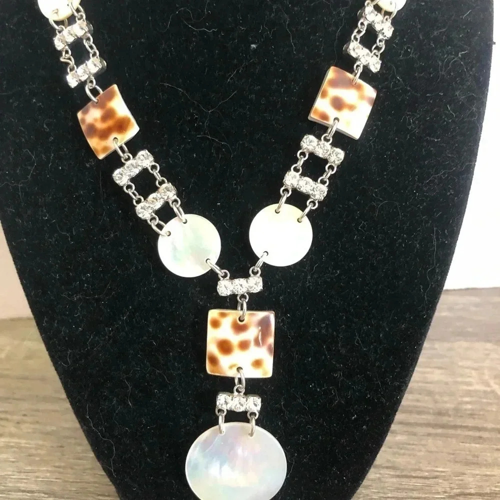 Fifth Avenue Collection Rhinestone and Shell Necklace - Picture 2 of 8